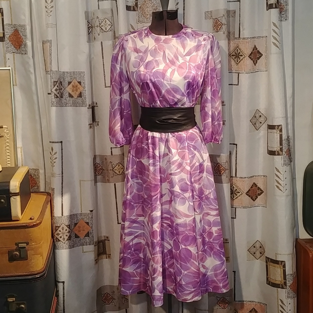 S/M Vintage Purples Print dress